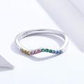 925 Sterling Silver Ring with Multi coloured CZ