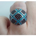 Modern Turkish Ring with Onyx & Turquoise