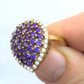 Authentic Turkish Ring with Amethysts & Topaz
