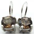 925 Sterling Silver Hook Earrings with Smokey Quartz