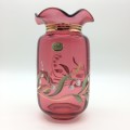 Attractive Vintage `Bohemia` Cranberry Glass Vase