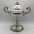 Rare Victorian Silver-Plated Caviar Stand and Cover