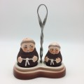 Charming `Franciscan Monks` Salt and Pepper Pots on Stand