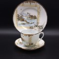 Hand-Painted Oriental China Trio (Signed)