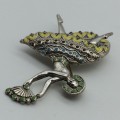 Pretty Silver and Enamel `Candida` Brooch