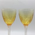 Amazing Set of `Stuart Crystal` Amber Hock/Wine Glasses