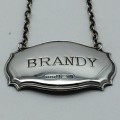Vintage Silver `BRANDY` Decanter Label