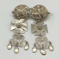 Norwegian Silver `Solje` Filigree Vintage Brooch