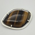Solid Silver and Tigers Eye Brooch and Earrings (1960`s)