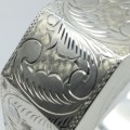 Wide Vintage Sterling Silver Hinged Bangle