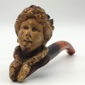 Antique Carved Meerschaum and Amber Pipe (Cased)