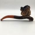 Antique Carved Meerschaum and Amber Pipe (Cased)