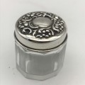 Antique Sterling Silver and Crystal Rouge Pot