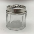 Antique Sterling Silver and Crystal Rouge Pot