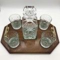 Elegant Crystal `Whisky Decanter and Glasses` with Tray