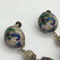Large Vintage `Chinese Lantern and Enamel` Drop Earrings