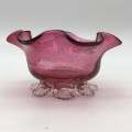 Antique `Cranberry Glass` Trinket Bowl