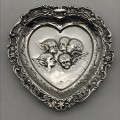 Antique Silver `Reynolds Angels` Heart Shaped Dish