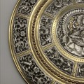 Impressive Early Indian Silver Inlaid Brass Wall Plate