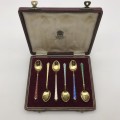 Silver & Enamel Boxed Spoons (ELa - Denmark) (Asprey`s)