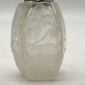 Antique Sterling Silver & Floral Etched Crystal Scent Bottle