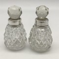 Vintage Pair of Silver & Crystal Scent Bottles