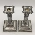 Antique Silver-Plated `Corinthian` Candlesticks