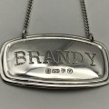 Vintage Solid Silver `BRANDY` Decanter Label
