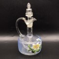 1950`s Hand-Blown, Painted Glass Decanter & Stopper