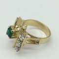 Retro 18ct Gold, Diamond & Emerald Ring