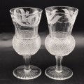 Scarce Pair of Large `Edinburgh` Crystal Thistle Wine Glasses