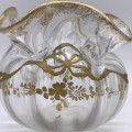 Pair Victorian `Gilt Decorated - Handkerchief` Glass Vases