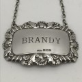 Sterling Silver `BRANDY` Decanter Label