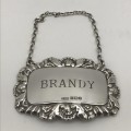 Sterling Silver `BRANDY` Decanter Label