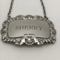Sterling Silver `SHERRY` Decanter Label