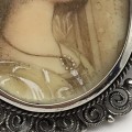 Early Silver Hand-Painted Miniature Portrait Brooch