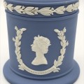 Blue `Wedgwood` Commemorative Jar & Lid