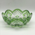 Beautiful Green `Cut to Clear` Vintage Crystal Bowl
