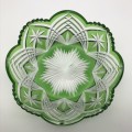 Beautiful Green `Cut to Clear` Vintage Crystal Bowl