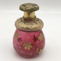 Victorian Cranberry Glass & Enamelled `Ludwig Moser` Scent Bottle