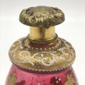Victorian Cranberry Glass & Enamelled `Ludwig Moser` Scent Bottle