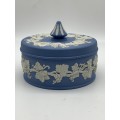 Large Round Blue `Wedgwood` Bowl & Lid