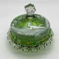 Antique `Mary Gregory` Enamelled Glass Bowl & Lid
