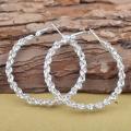 Fashion Women Chic Twist Chain 925 Silver Dangle Hoop Earrings