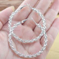Fashion Women Chic Twist Chain 925 Silver Dangle Hoop Earrings