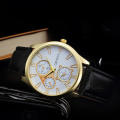 Luxury Men's Watch Date Stainless Steel Leather Band Analog Wrist Watch