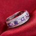 White gold plated purple jewellery for women diamond round fashion party Cocktail rings size6 US