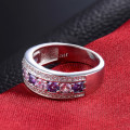 White gold plated purple jewellery for women diamond round fashion party Cocktail rings size 7US