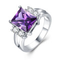 New White Gold Filled Ring With Purpe Stone size 8 US
