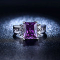 New Square Design Fashion Amethyst Ring White Gold Filled jewellery for Women size6;7;8 US